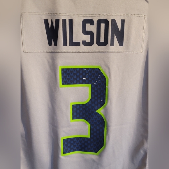 NFL Seattle Seahawks WILSON #3 Gray/ Blue And Green Men's Jersey Size XXL - Picture 9 of 13